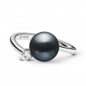 Inel cu perla naturala neagra din argint si cristal zirconiu DiAmanti SK20457R-B-G